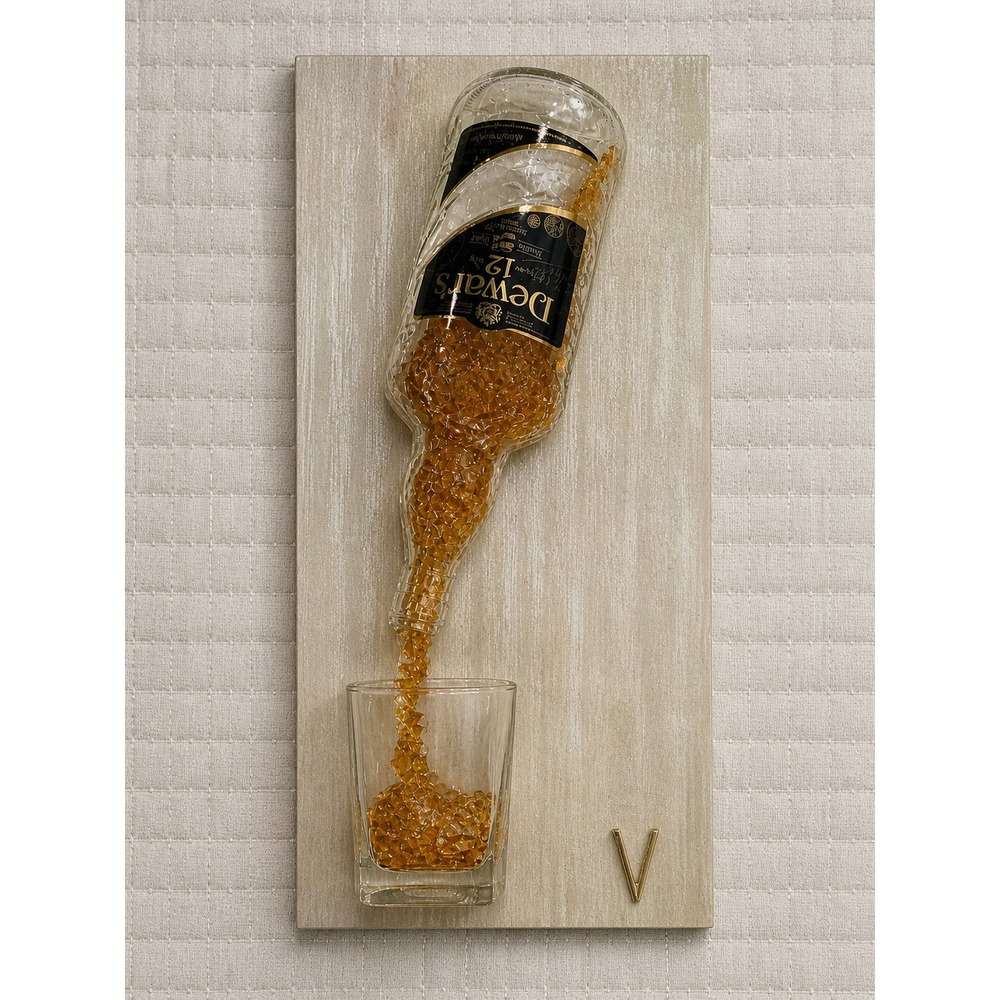 Dewar's 12 Year Old Scotch Whisky Resin 3D Bottle Wall Art Home Bar Decor